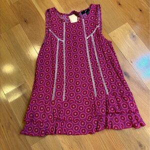 GNW Women’s Small Sleeveless Top with Ruffles, Crocheted Lace, & Ties at Neck